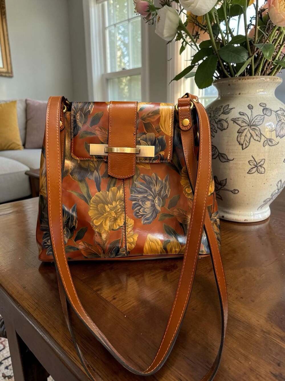 Patricia Nash Floral Multicolor Larone Shoulder Leather Bag Purse NEW